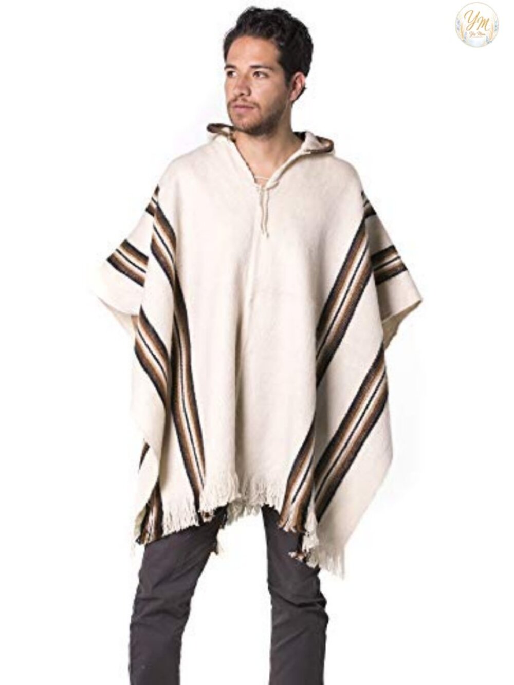 Alpaca Wool Hooded Poncho Men's Handmade Soft Lightweight Cape Coat